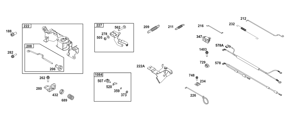 Controls Group Diagram and Parts List for 356442-0704-B5 200000 - 399999 Briggs and Stratton Engine